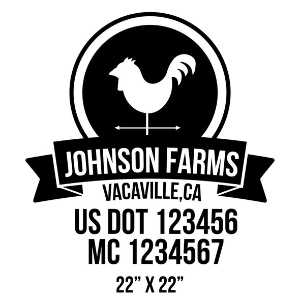 company name farm, cock, circle and US DOT