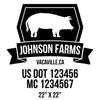 company name farm, pig, ribbon and US DOT