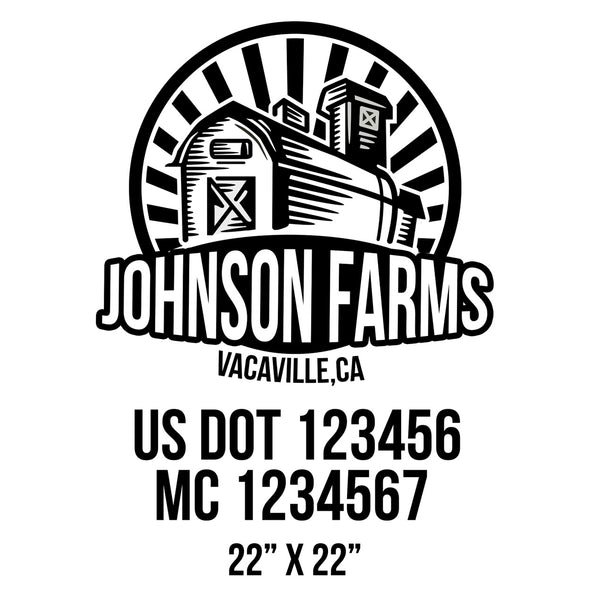 company name farm, barn, lines and US DOT