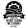 company name farm , sunset, ribbon and US DOT