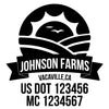company name farm , sunset, ribbon and US DOT