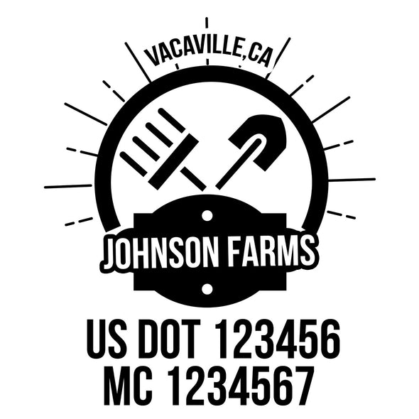company name farm, shovel and US DOT