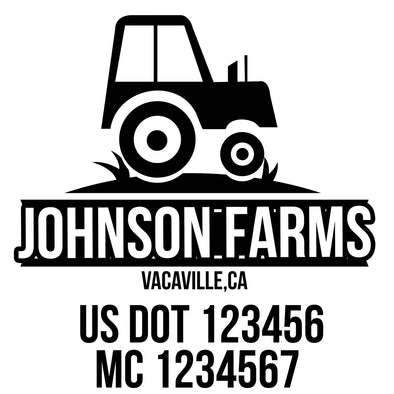 company name farm, tractor and US DOT