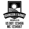 company name with sun, field,ribbon, sun with US DOT