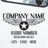 Company Name Truck Decal with Regulation Lines, wings, military style