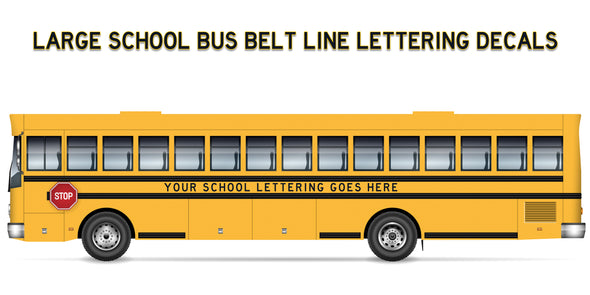 Large School Bus Beltline Lettering Decal Stickers, 2 Pack