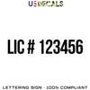 LIC # number decal