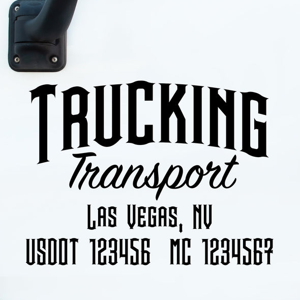 trucking transport truck door decal with usdot mc lettering