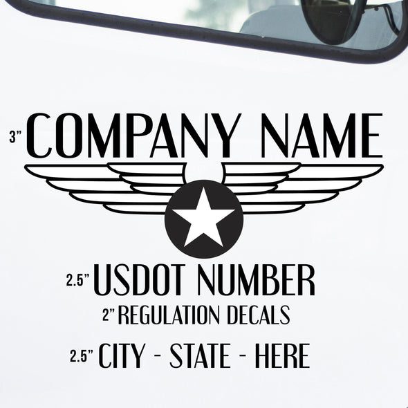 Company Name with 3 Regulation Numbers Decal, 2 Pack