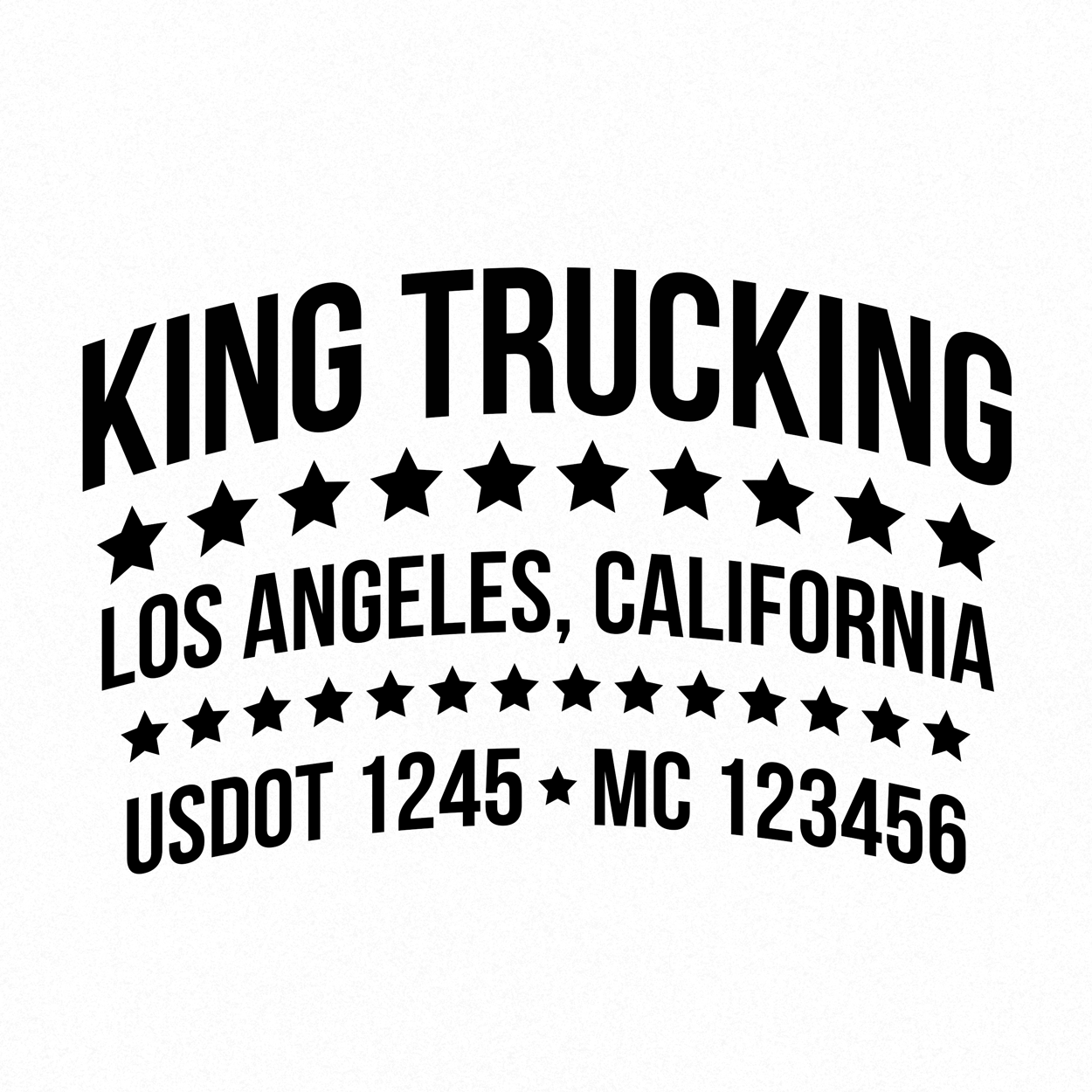 Company Name Decal with Stars, USDOT, MC