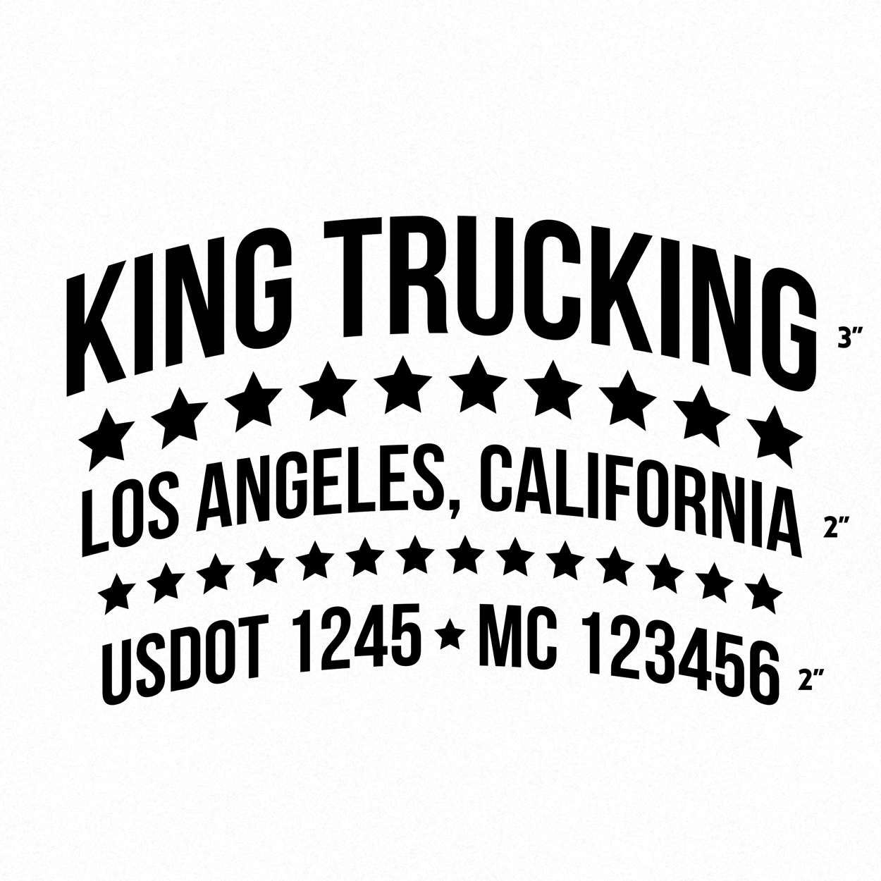 Company Name Truck Decal (USDOT) with Stars, 2 Pack