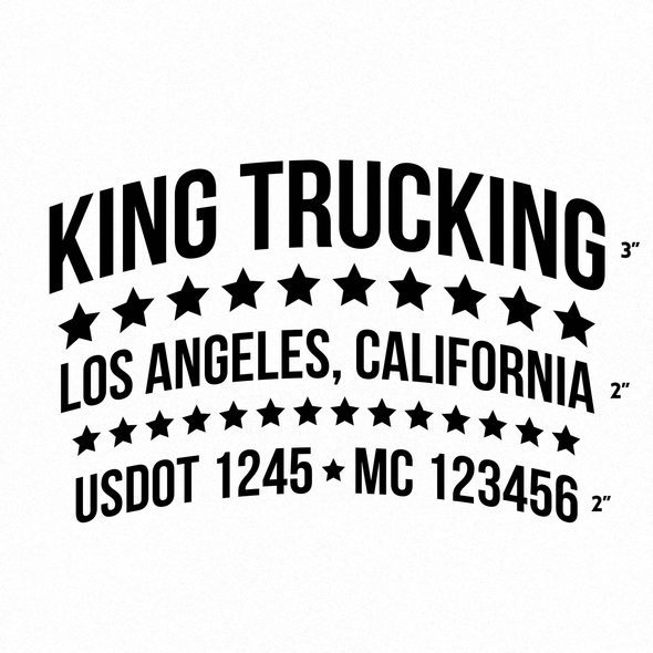 Company Name Truck Decal (USDOT) with Stars, 2 Pack