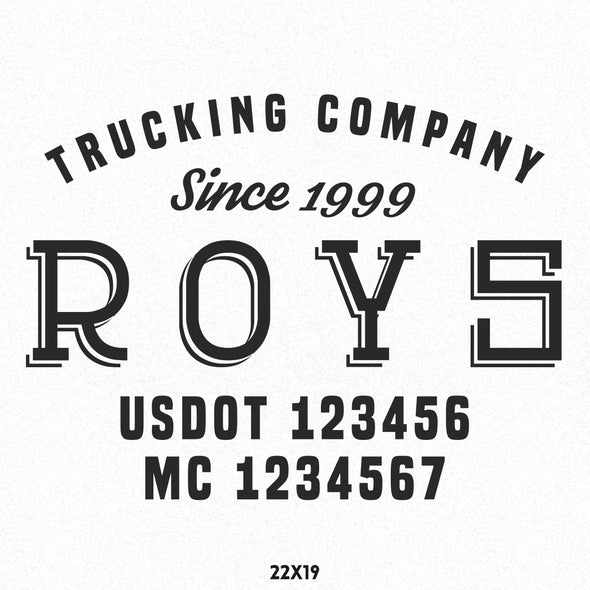trucking company door decal with usdot mc sticker