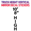 truck height vertical mirror decal stickers