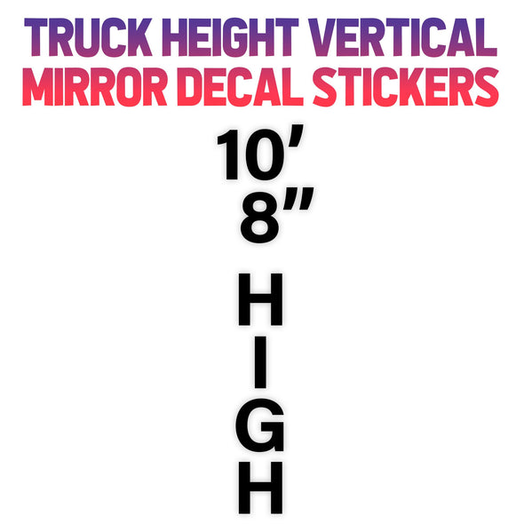truck height vertical mirror decal stickers