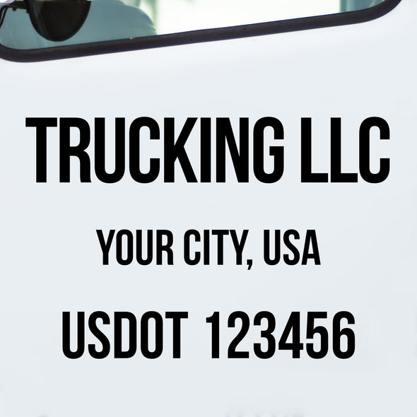 trucking company, location & usdot lettering decal sticker