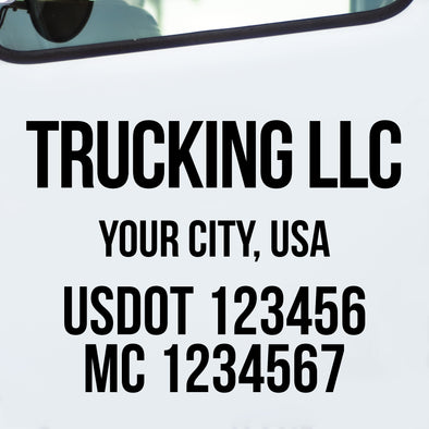trucking company, location, usdot & mc decal sticker