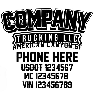 trucking company name with usdot mc vin decal sticker