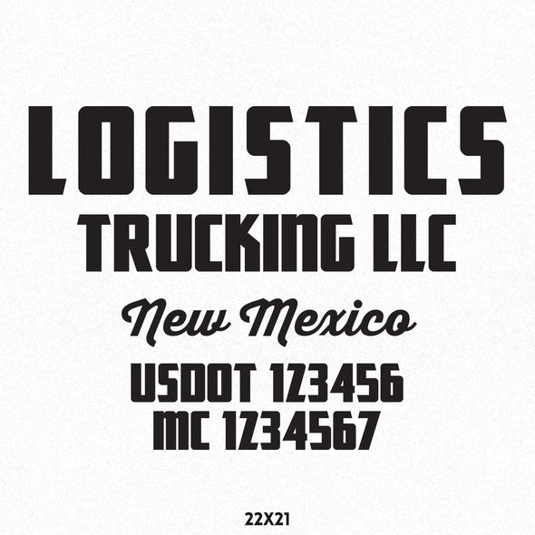 logistics company truck door decal with usdot & mc