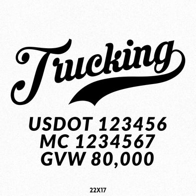company name truck door decal with usdot, mc & gvw