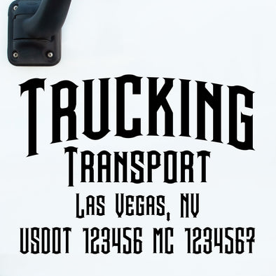 trucking transport company name usdot mc lettering decal