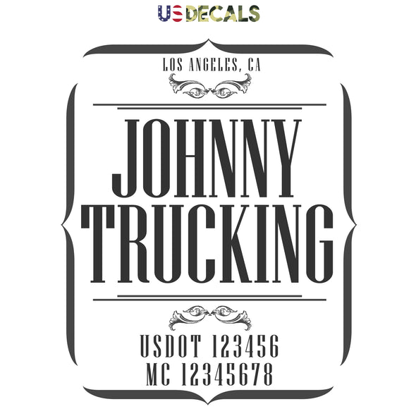 trucking door decal with usdot mc lettering
