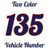 two color vehicle number decal