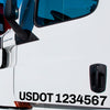 usdot number decal sticker on white truck door