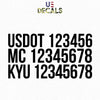 us dot, mc & kyu number decal sticker