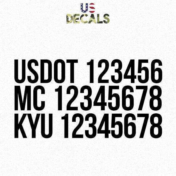 us dot, mc & kyu number decal sticker