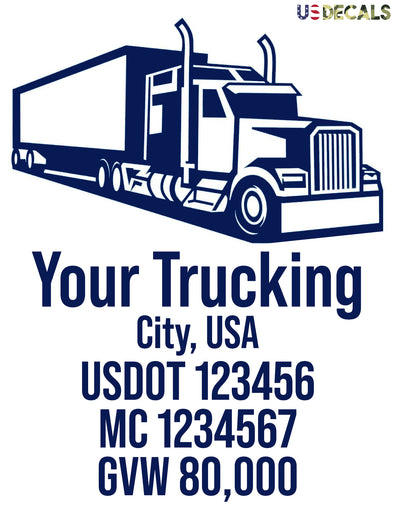 semi truck transport company with usdot mc gvw decal