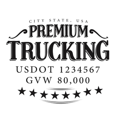 trucking door decal with usdot gvw lettering