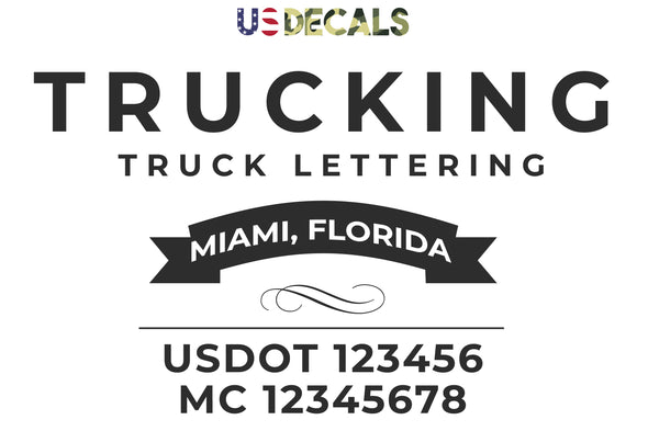 trucking transport usdot mc lettering decal